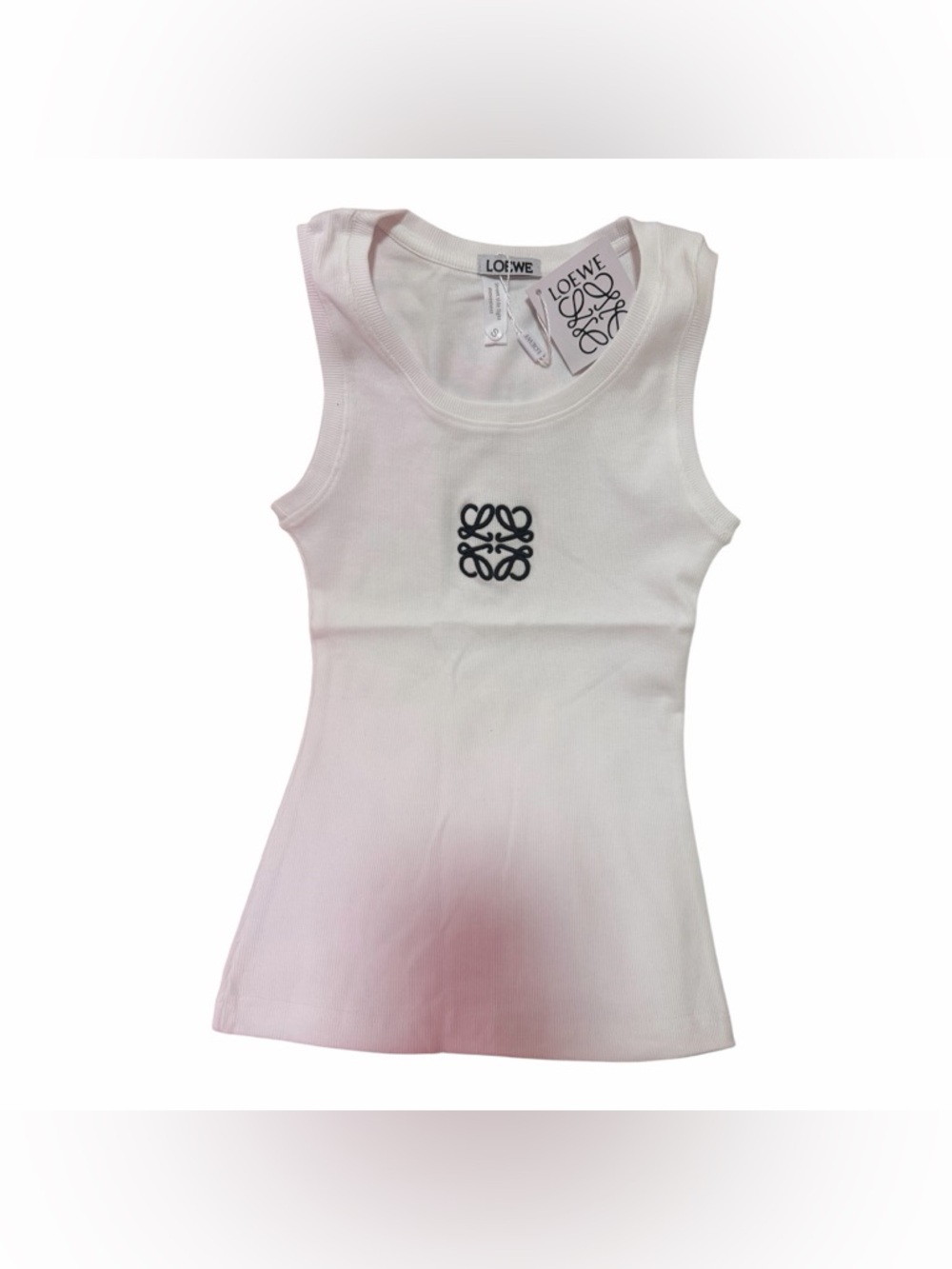 Cream Ribbed Logo Tank
